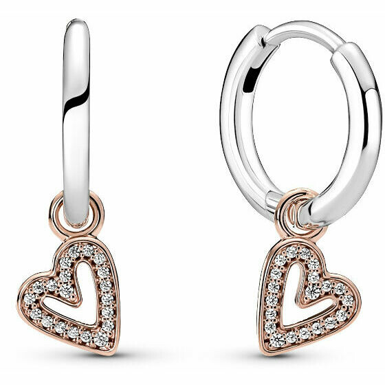 Orecchini Pandora Cerchi Cuore Asimmetrico