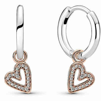 Orecchini Pandora Cerchi Cuore Asimmetrico