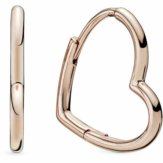 Orecchini Pandora Cerchi Cuori Asimmetrici placcati oro rosa