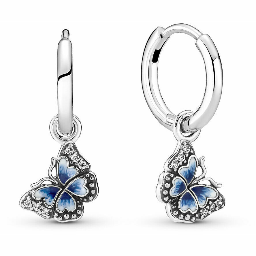 Orecchini Pandora Cerchi Farfalla Blu