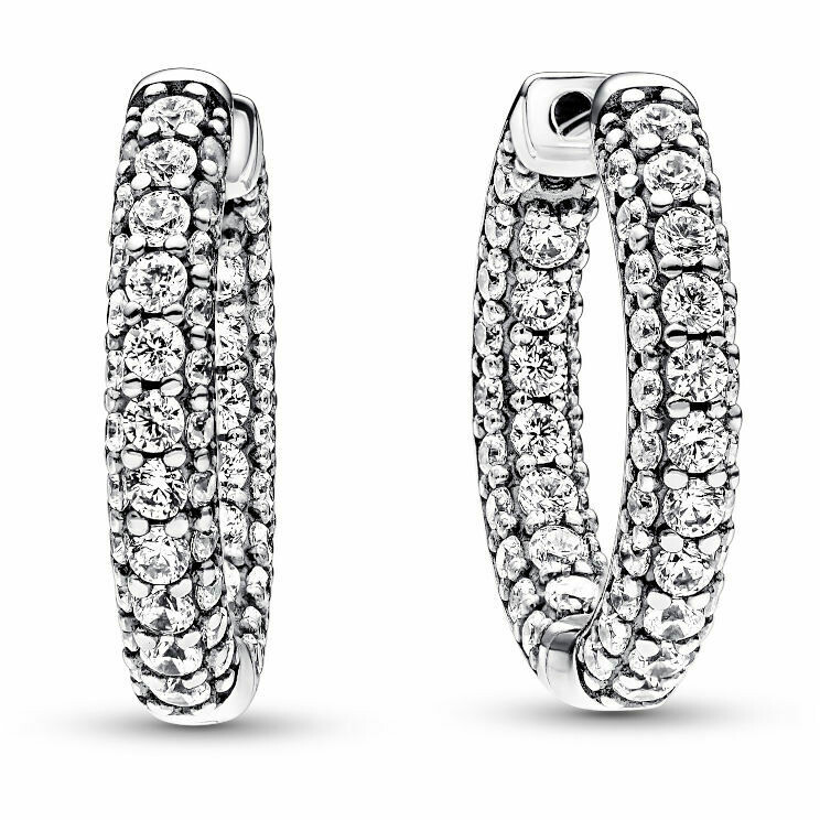 Orecchini Pandora Cerchi Pave Fascia Singola