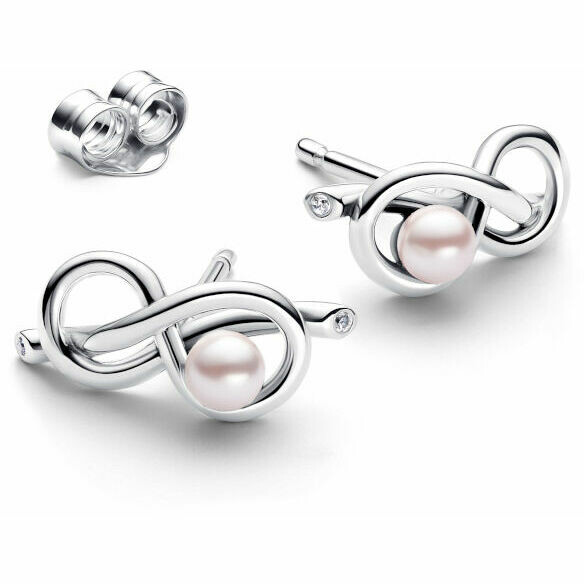 Orecchini Pandora Legame infinito con Perla Rosa Artificiale