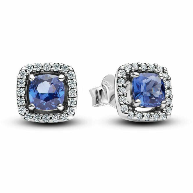 Orecchini Pandora Punto Luce Quadrato Blu