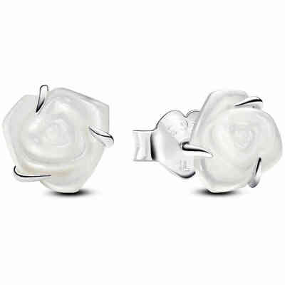 Orecchini Pandora Rosa Bianca in argento Orecchini Pandora Rosa Bianca in argento