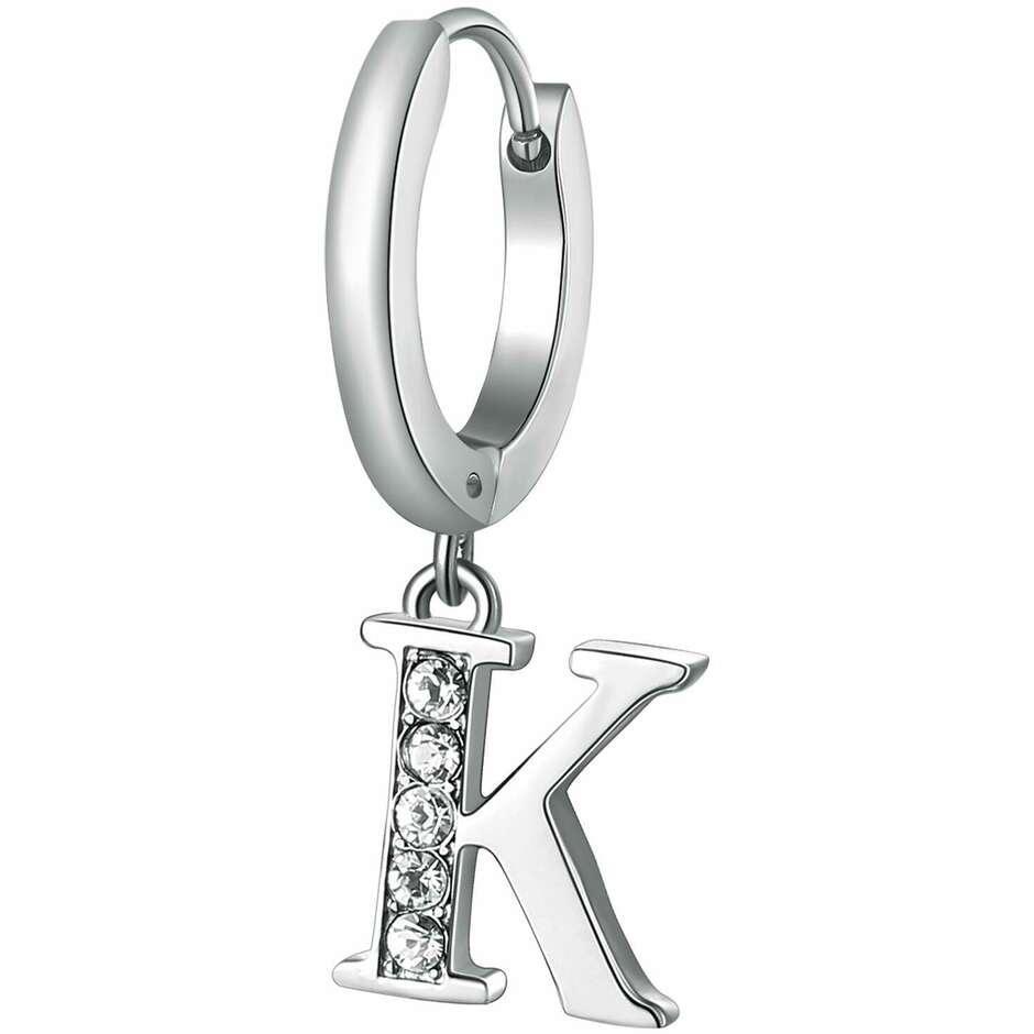 Orecchini singolo Brosway Chakra in acciaio pendente lettera k e cristalli