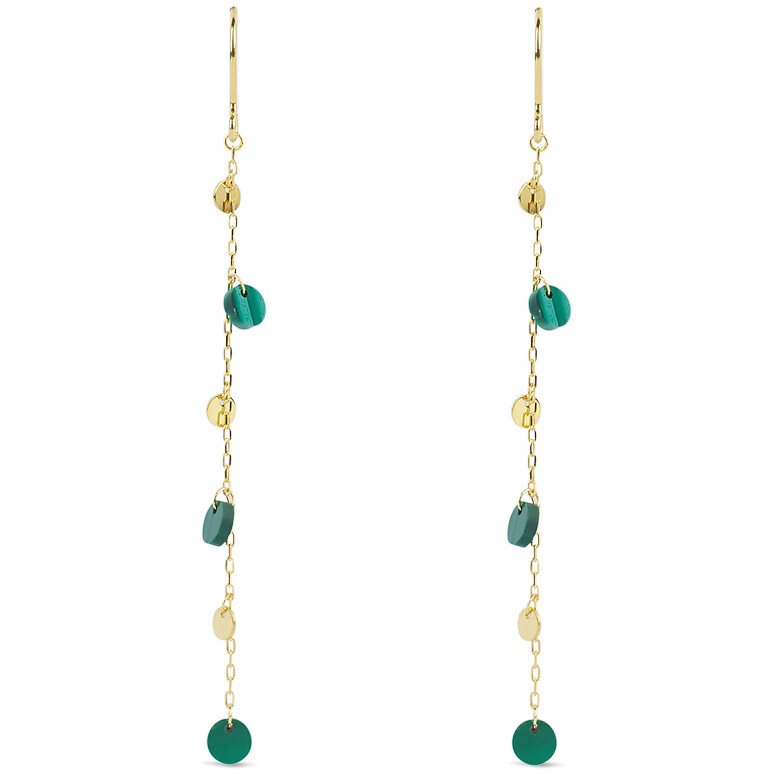 Orecchini Stroili pendenti Lucciole in oro giallo e malachite