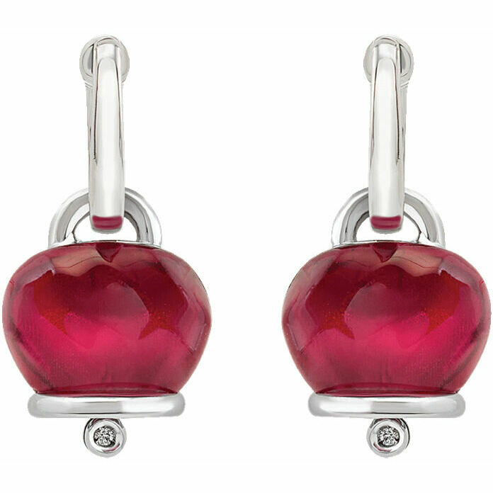 Orecchino Chantecler Campanella in argento resina borgogna e diamante