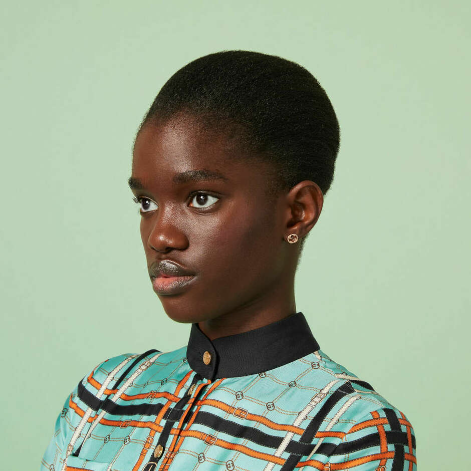 Orecchino Gucci Interlocking G a lobo in oro rosa