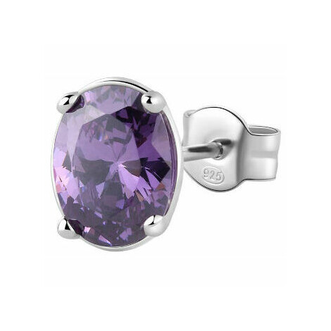 Orecchino singolo a lobo Brosway Fancy in argento e zircone viola
