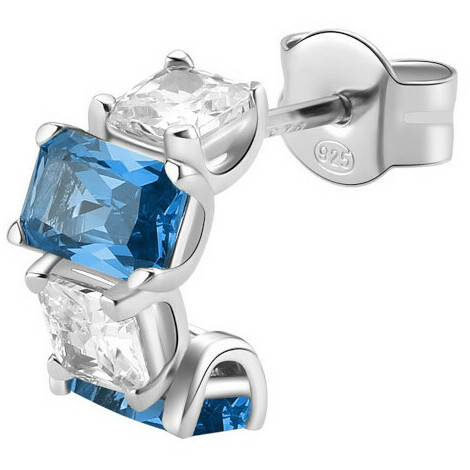 Orecchino singolo Brosway Fancy in argento e zirconi bianchi e blu
