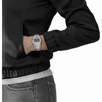 Orologio Donna Quadrante Digitale Cassa e Cinturino in Acciaio colore  Argento - LA670WEM-7EF Retro