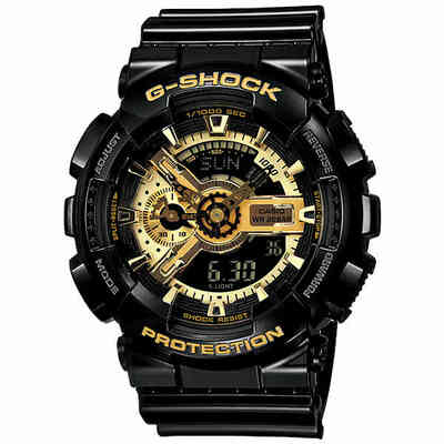 Orologio Casio G-Shock nero lucido e quadrante dorato