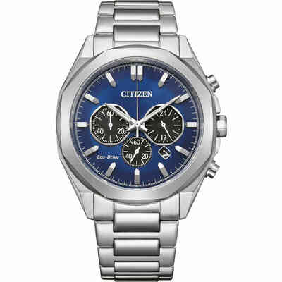 Orologio Citizen cronografo eco drive in acciaio e quadrante blu Orologio Citizen cronografo eco drive in acciaio e quadrante blu