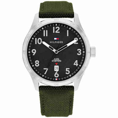 Orologio da uomo Tommy Hilfinger al quarzo quadrante nero Orologio da uomo Tommy Hilfinger al quarzo quadrante nero