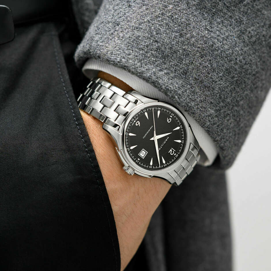 Orologio Hamilton Jazzmaster Viewmatic Nero in acciaio