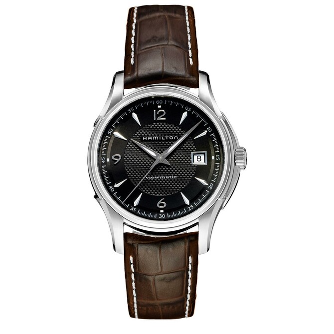 Orologio Hamilton Jazzmaster Viewmatic Nero in pelle