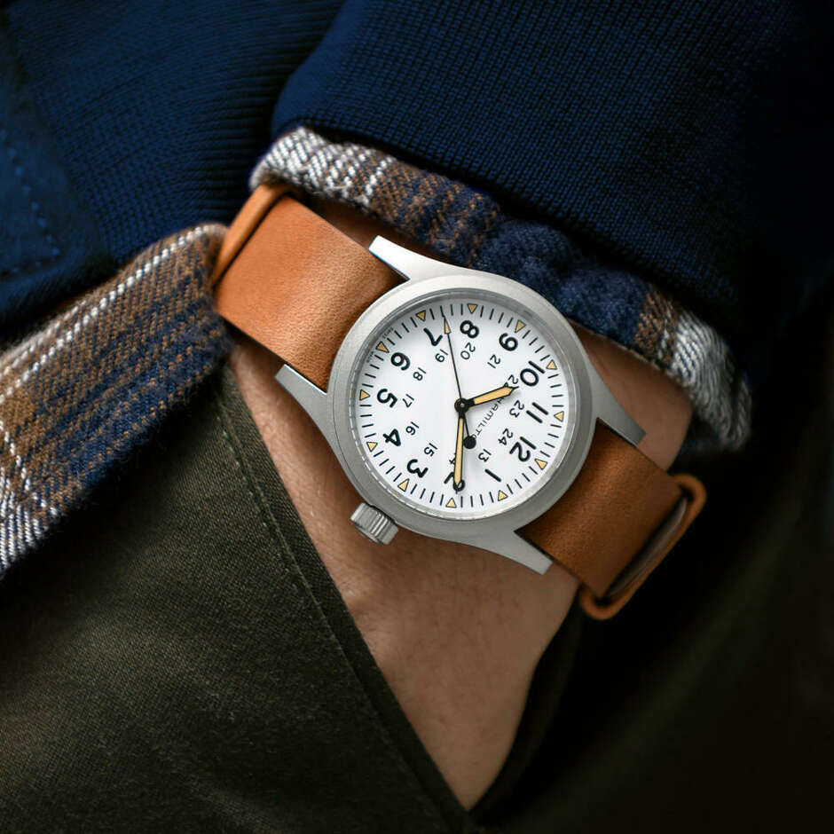 Orologio Hamilton Khaki Field Manuale 38mm Bianco