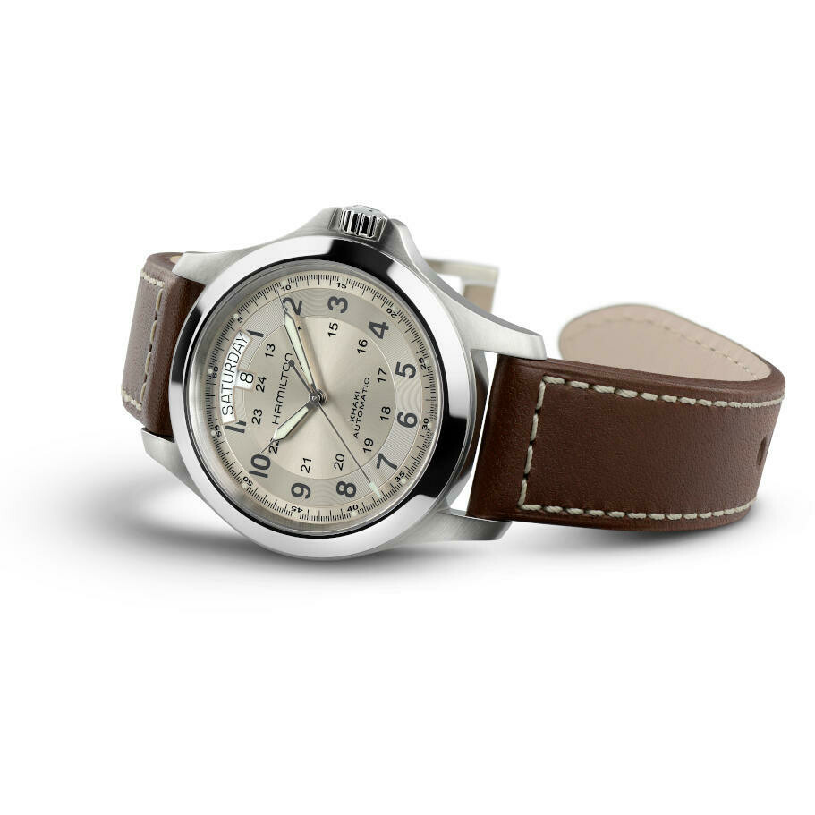 Orologio Hamilton Khaki King cinturino in pelle marrone
