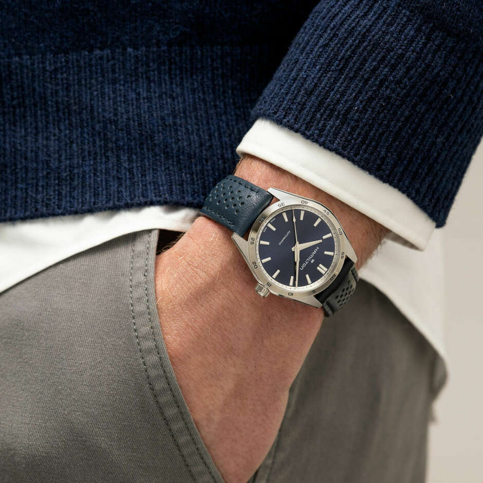 Orologio Hamilton Performer in acciaio e pelle blu