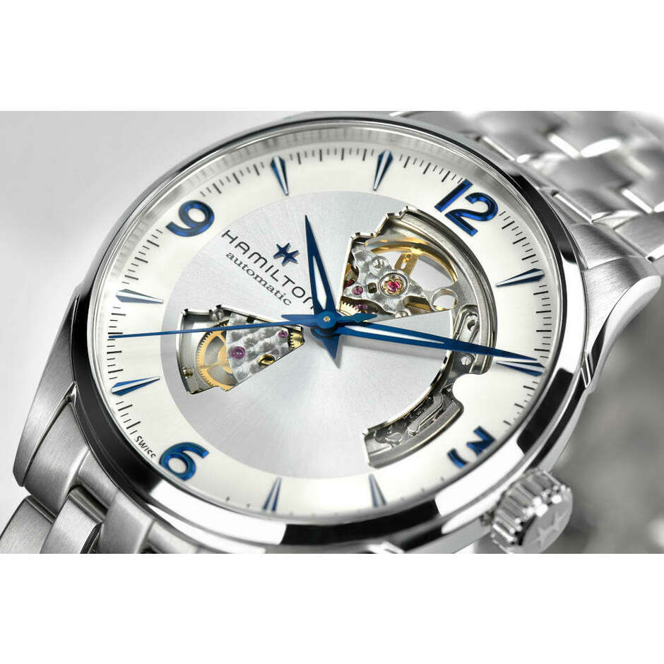 Orologio Hamilton quadrante bianco Jazzmaster Open Heart