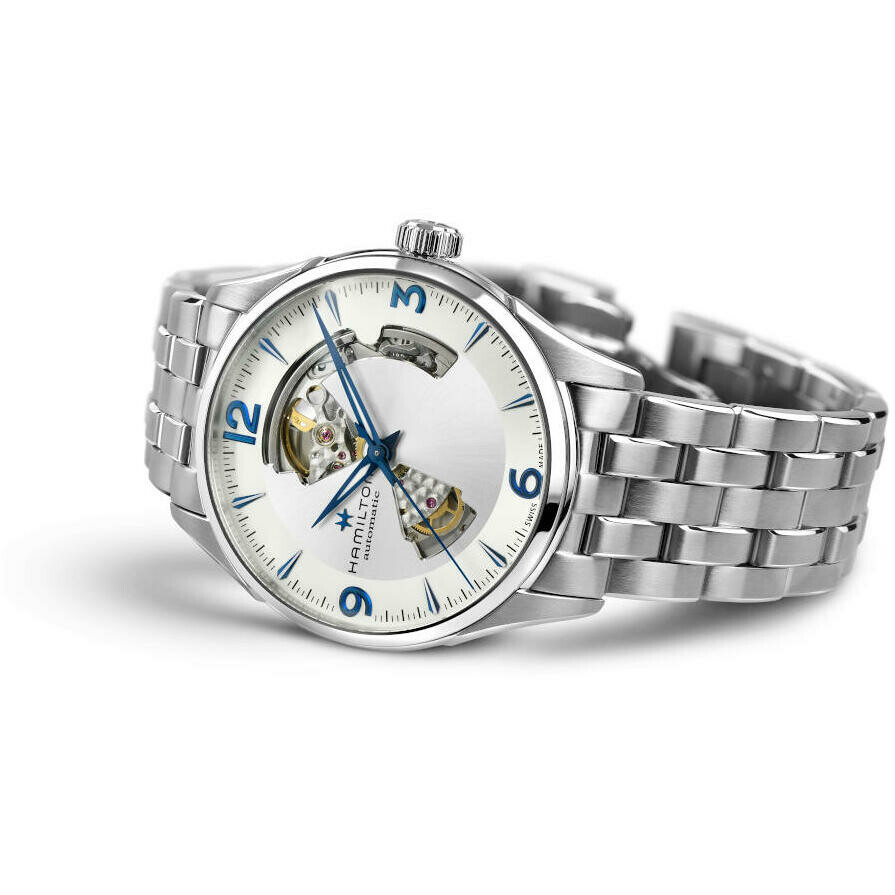 Orologio Hamilton quadrante bianco Jazzmaster Open Heart