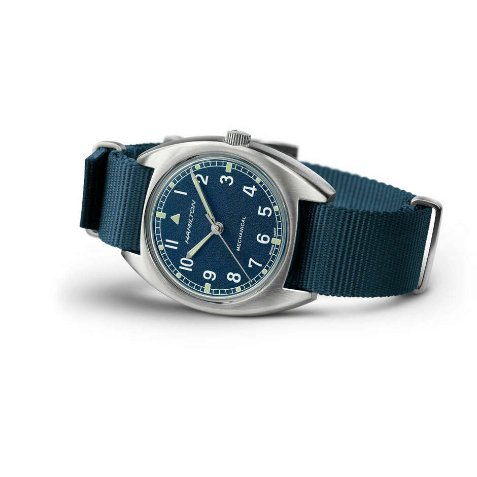 Orologio Hamitlon Khaki Aviation Pilot Pioneer carica manuale blu