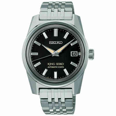 Orologio King Seiko automatico in acciaio quadrante nero Orologio King Seiko automatico in acciaio quadrante nero