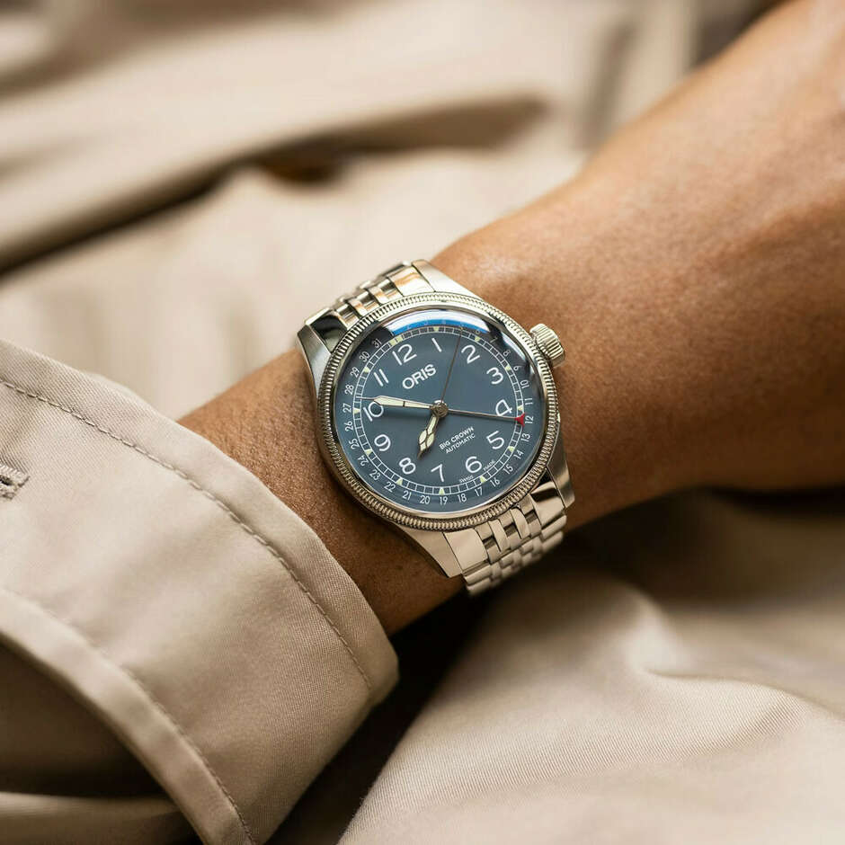 Orologio Oris Big Crown Pointer Date Blu in acciaio