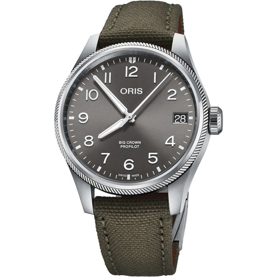 Orologio Oris Big Crown ProPilot Big Date Grigio in pelle