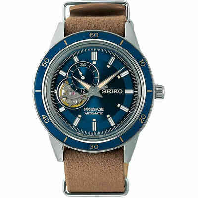 Orologio Seiko Presage Style 60s quandrante blu pelle marrone Orologio Seiko Presage Style 60s quandrante blu pelle marrone