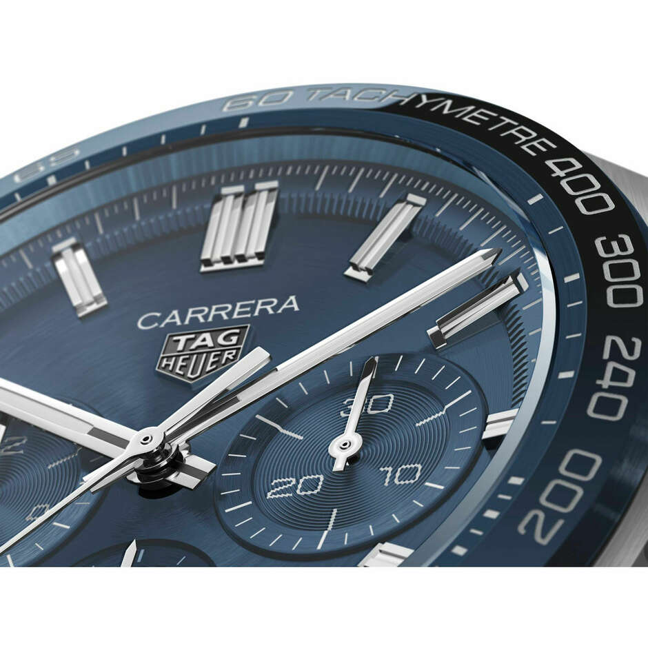 Orologio Tag Heuer Carrera cronografo Heuer 02 Blu pelle