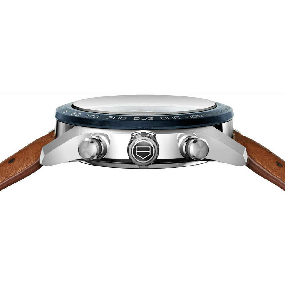 Orologio Tag Heuer Carrera cronografo Heuer 02 Blu pelle