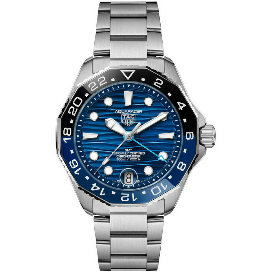 Orologo Tag Heuer Aquaracer 300 GMT blu con TH31-03 COSC