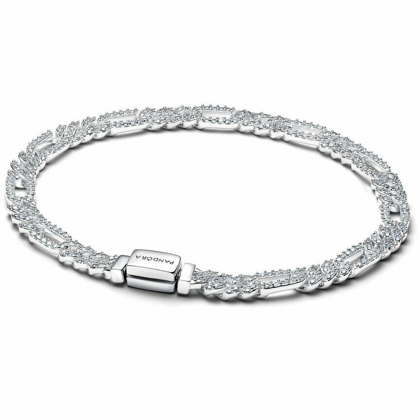 Pandora Bracelet Cuban Link Chain Pavé with Ovals