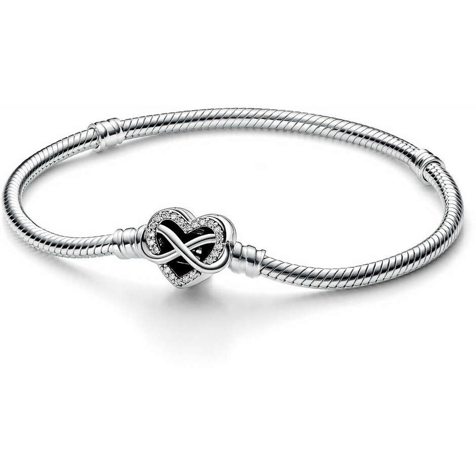 Pandora Bracelet with Infinity Heart Clasp Bright Stones