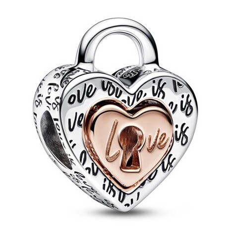 Pandora Charm Heart Lock "Love is love" Divisible