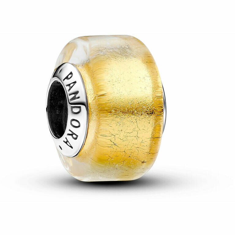 Pandora Charm Mini Murano Glass Gold Leaf