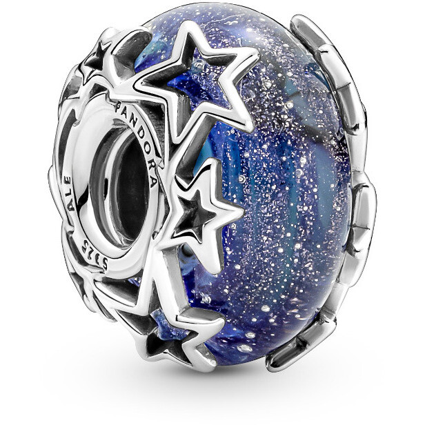 Pandora Charm Murano Glass Blue with Stars