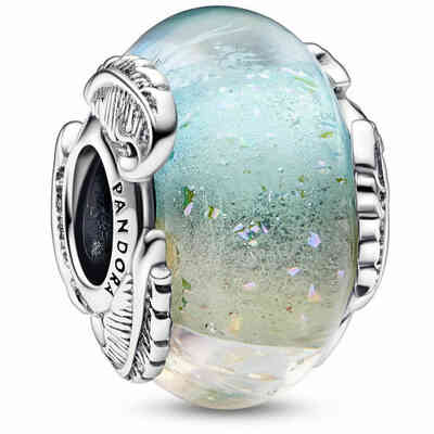 Pandora Charm Murano Glass Sky and Feathers