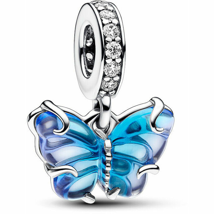 Pandora Charm Pendant Butterfly Murano Glass Blue
