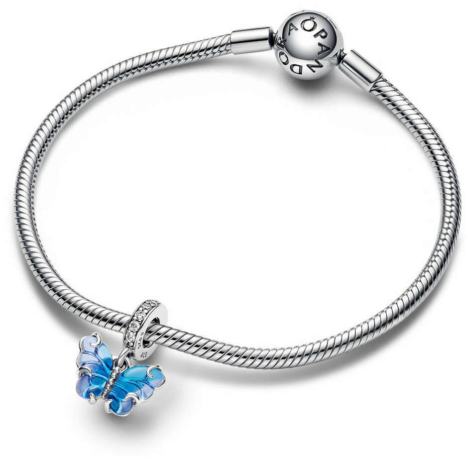 Pandora Charm Pendant Butterfly Murano Glass Blue