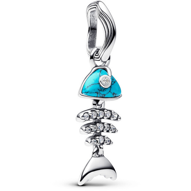 Pandora Charm Pendant Fishbone Turquoise