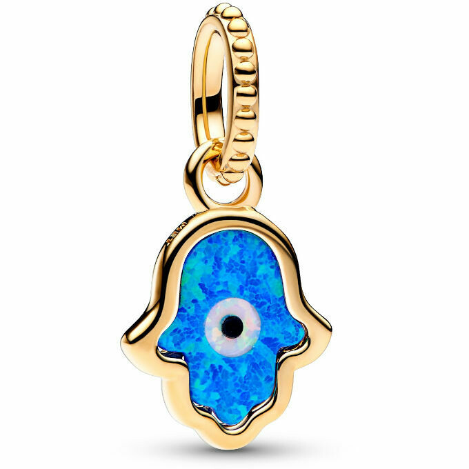 Pandora Charm Pendant Hamsa Hand Blue Opal