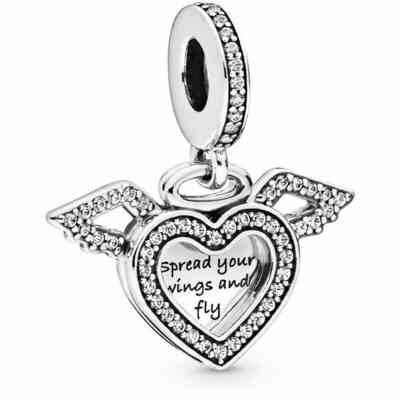 Pandora Charm Pendant Heart and Angel Wings Pandora Charm Pendant Heart and Angel Wings