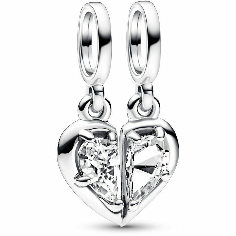 Pandora Charm Pendant Heart Mom and Daughter Divisible