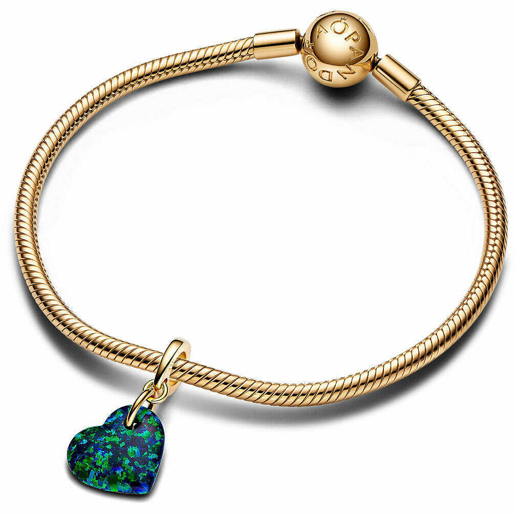 Pandora Charm Pendant Heart Opal Green and Blue Franco Cuomo