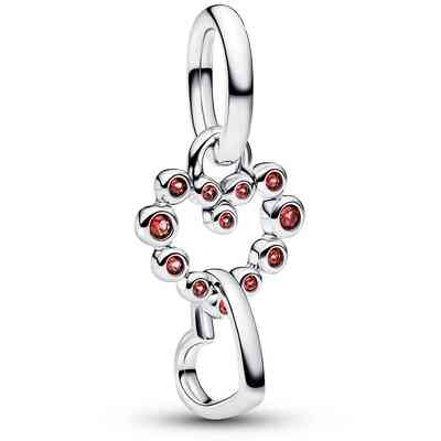 Pandora Charm Pendant Intertwined Hearts with Red Crystals