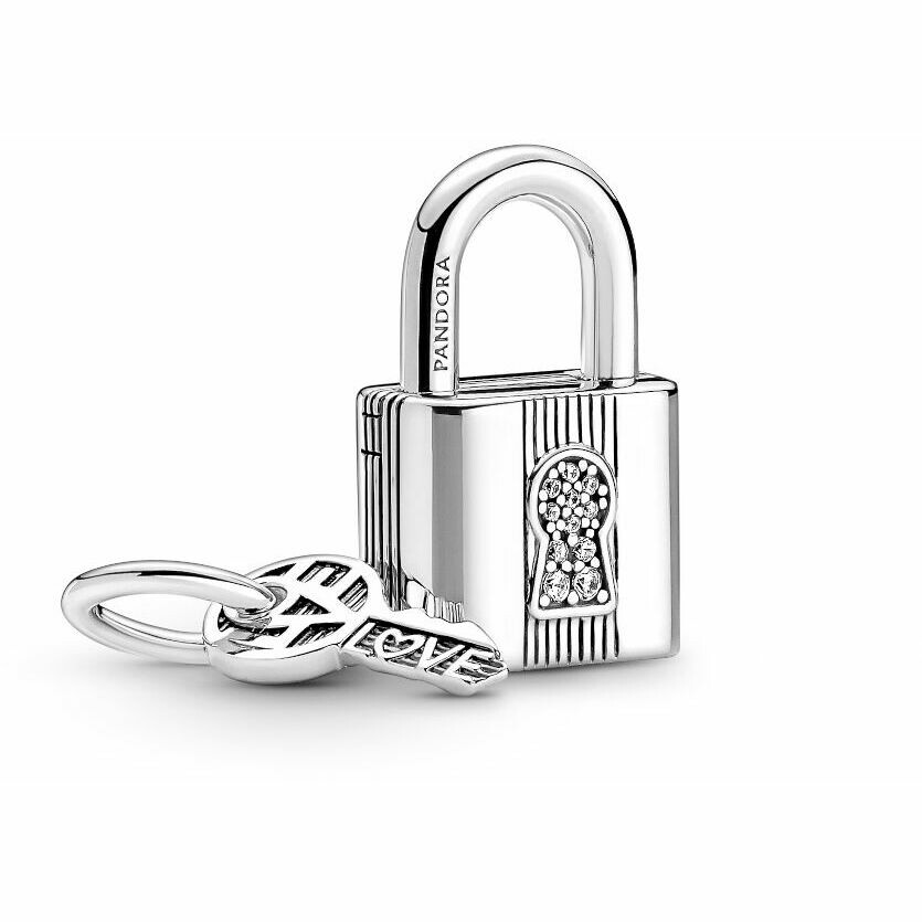 Pandora Charm Pendant Padlock and Key of Love Customizable Franco Cuomo Gioielli