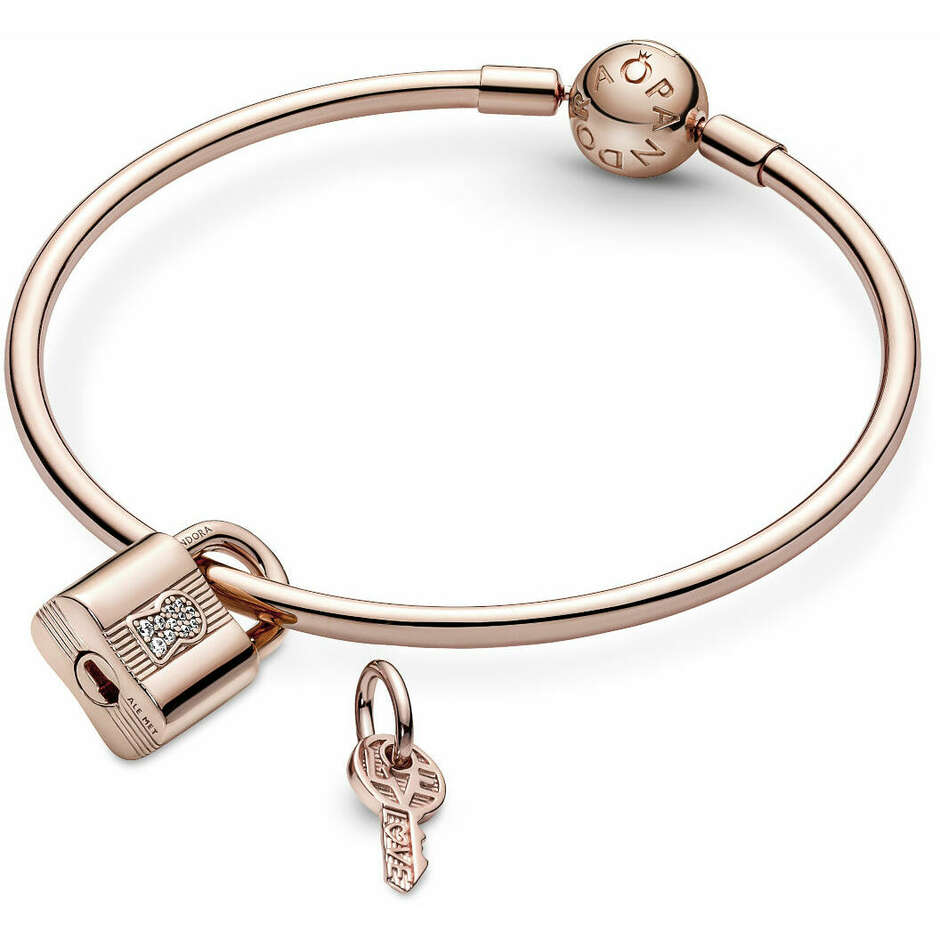 Pandora Charm Pendant Padlock and Key of Love Rose Gold Plated