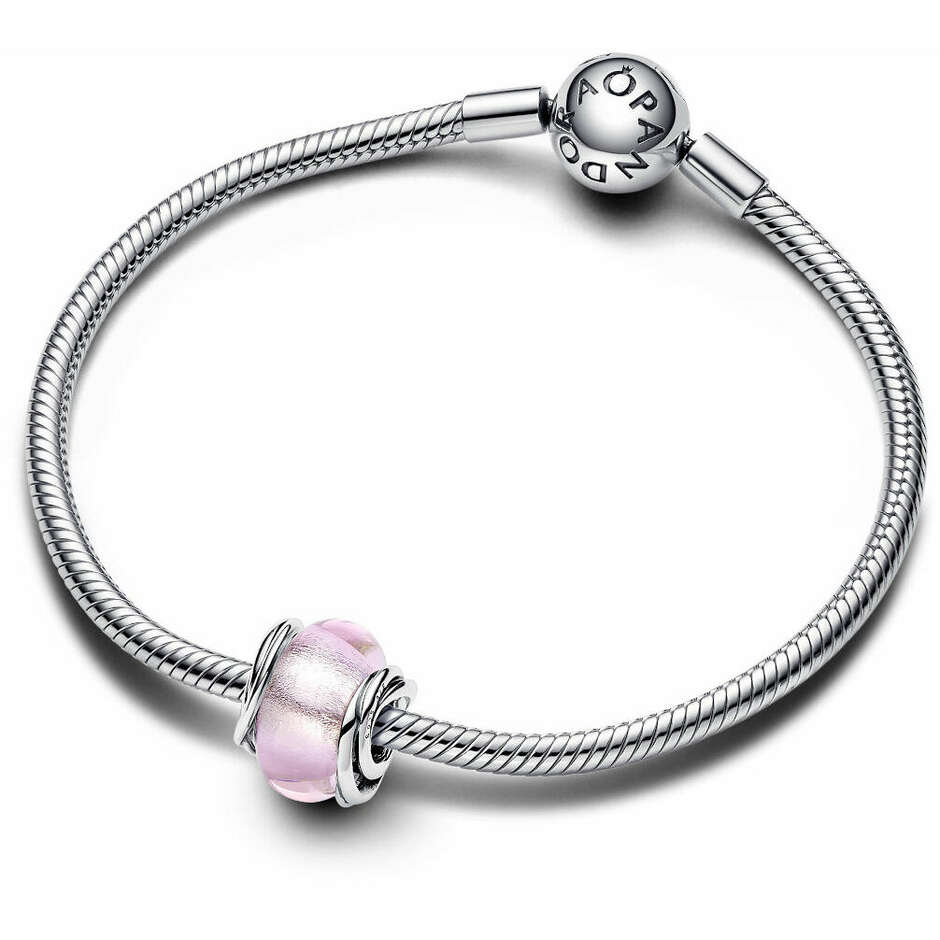 Pandora Charm Pink Murano Glass and Circles